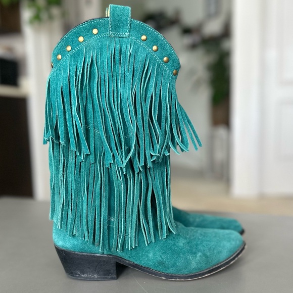 Smokey Mountain Teal Blue Fringe Cowgirl Women’s Boots Size 8.5 - Picture 4 of 14